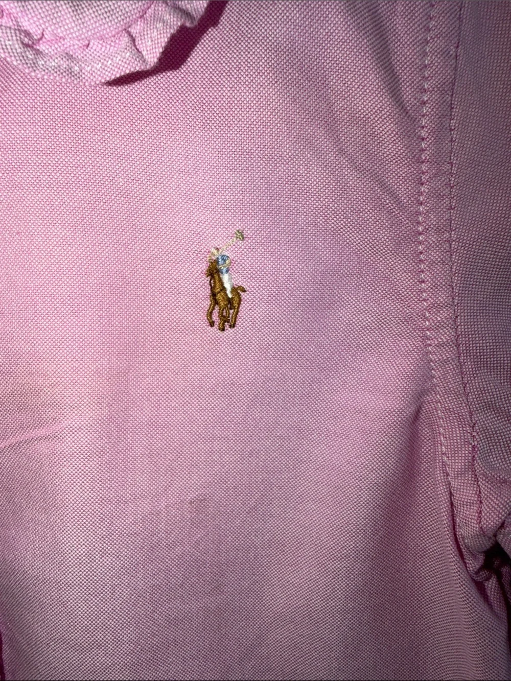 Girl's Ralph Lauren Light Pink Girls' Ruffle Collar Button-Down Shirt